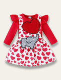 Elephant Appliqué Suspender Dress Set - Bebehanna