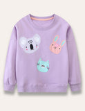 Cartoon Animal Appliqué Sweatshirt