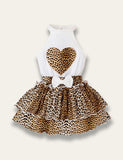 Leopard Heart Print Skirt Set - Bebehanna