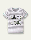 Striped Truck Appliqué T-shirt