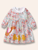 Cute Hen Chicken Appliqué Floral Dress