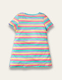 Unicorn Rainbow Stripe Print Dress - Bebehanna