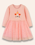 Cartoon Bear Appliqué Tulle Dress