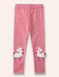 Unicorn Appliqué Striped Leggings