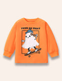 Skateboard Ghost Printed Long Sleeve T-Shirt