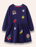 Little Cartoon Partten Embroidered Dress