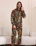 Halloween One-Piece Line Pumpkin Family Matching Pajamas