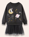 Sequined Space Bunny Tulle Skirt Sweatshirt Set