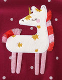 Fluffy Unicorn Appliqué Snow Dotted Sweatshirt