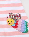 Colorful Bee Appliqué Striped Dress