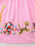 Zoo Animal Appliqué Dotted Dress