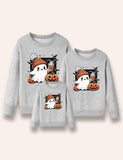 Halloween Cartoon Ghost Printed Family Matching Sweatshirt