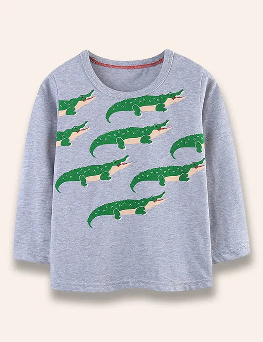 Crocodile Printed Long Sleeve T-Shirt