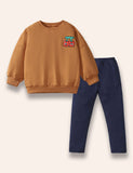 Cartoon Cherry Appliqué Sweatshirt Set