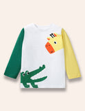 Crocodile＆Giraffe Colorblocked Long Sleeve T-Shirt