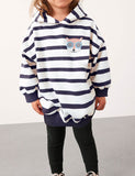 Fox Appliqué Striped Hooded Sweatshirt Set