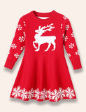 Christmas Snowflake Reindeer Sweater Dress