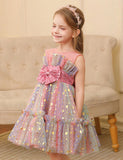 Color Sequined Star Tulle Puffy Dress Dress