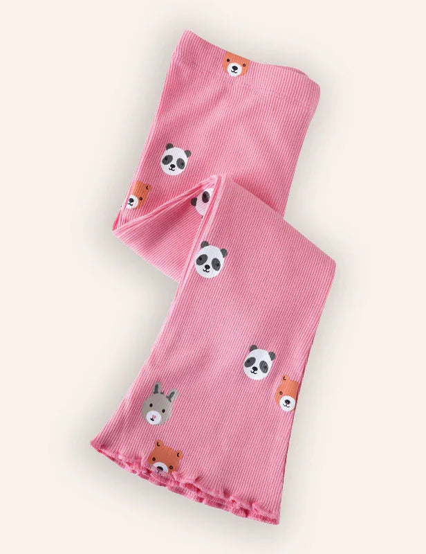Cute Bear Printed Flared Leggings