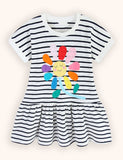 Cute Flower Applique Dress