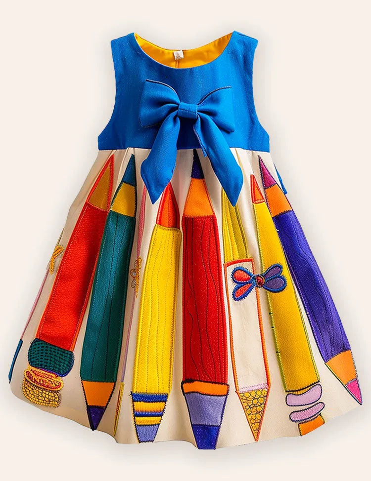 Pencil Printed Bow Dress