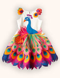 Multi Peacock Embroidered Dress