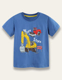 Blue Excavator Print T-shirt - Bebehanna