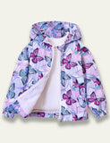 Cartoon Print Fleece-lined Coat