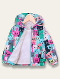 Cartoon Print Fleece-lined Coat - Bebehanna