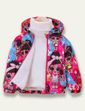 Cartoon Print Fleece-lined Coat - Bebehanna