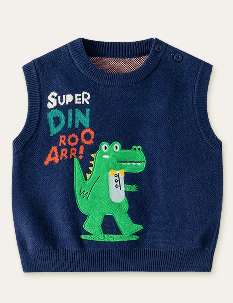 Crocodile Appliqué Sweater Vest - Mini Taylor