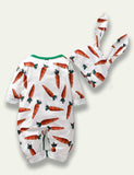 Easter Carrot Printed Romper+Bunny Hat - Bebehanna