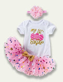 Easter Cartoon Egg Romper+Colorful Polka-Dot Tulle Skirt