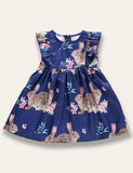 Easter Flying Sleeve Bunny Print Dress