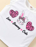 Easter Heart Bunny Printed Sleeveless Pleated T-Shirt+Skirt - Bebehanna