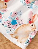 Easter Solid Color T-Shirt+Bunny Printed Strap Dress - Bebehanna