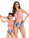 Flower Printed Pleated Family Matching Swim Suit - Bebehanna