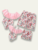 Flower Printed Ruffles Family Matching Swim Suit