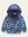 Multicolor Print Hooded Coat