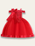 One-shoulder Bow Tulle Party Dress - Bebehanna