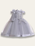 One-shoulder Bow Tulle Party Dress - Bebehanna