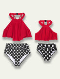 Polka Dot Leaf Printed Family Matching Swim Suit