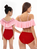 Ruffled High Waisted Family Matching Swim Suit - Bebehanna