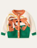 Shaped Tiger Pattern Sweater Cardigan - Mini Taylor