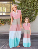 Solid Color Patch Family Matching Dress