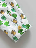 St. Patrick's Day Clover Printed Long Sleeve Shirt+Gentleman Overalls - Bebehanna