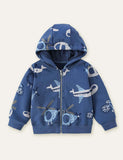 Aircraft Printed Hooded Jacket - Bebehanna