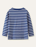 Animal Bus Appliqué Striped Long Sleeve T-shirt - Bebehanna