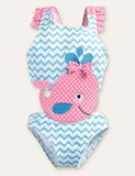 Animal Cute Appliqué One-Piece Swimsuit - Bebehanna