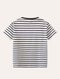 Animal Friends Striped Appliqué T-shirt - Bebehanna